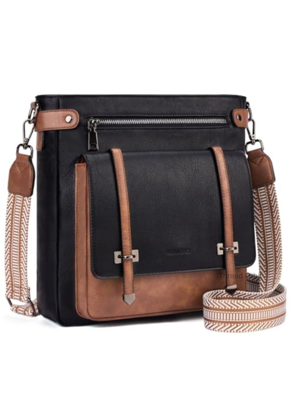 Vegan Leather Crossbody Bag with Multiple Pockets